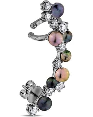 SALLY SKOUFIS Eclipse Ear Crawler With Natural Pearl & Made Cz Diamond Stimulant - Blue