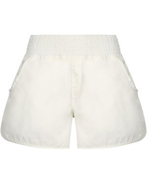 Monosuit Cotton Mid-Thigh Mid Rise Relaxed Fit Athletic Shorts Run - White