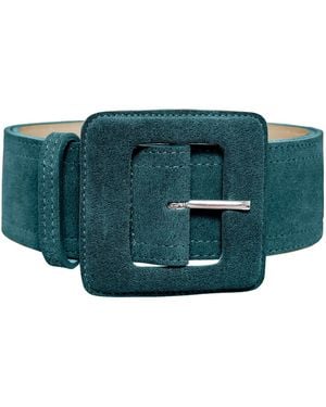 BeltBe Suede Square Buckle Belt - Green