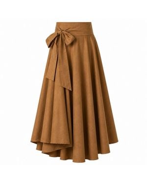 Nikka Place Elegant Midi Cotton Skirt - Brown