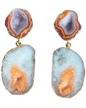 Magpie Rose Double Nectarine Drop Earrings - Blue