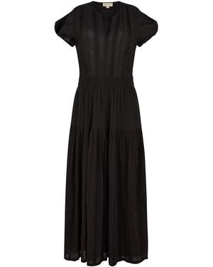 Raffya Candice Flutter Sleeve Jacquard Maxi Dress - Black