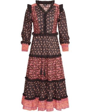 LAtelier London Zoe Floral Mix Print Midi Dress - Red