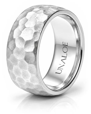 Unaloe Ring Domed Wide Band - White