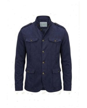 Ron Tomson Microsuede Lightweight Safari Jacket - Blue