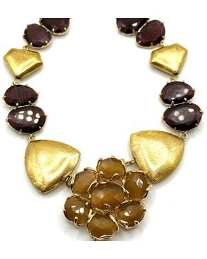 Achala Handcrafted Golden Bloom Statement Necklace - Metallic
