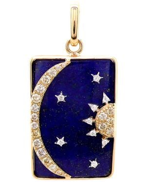 Artisan Lapis Lazuli Diamond Sun & Moon Pendant - Blue