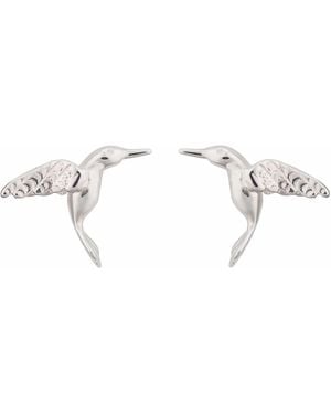 Lily Charmed Sterling Hummingbird Stud Earrings - Metallic