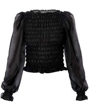 AGGI by HALEWSKI Abby Lyocell Blend Puff Sleeve Top - Black