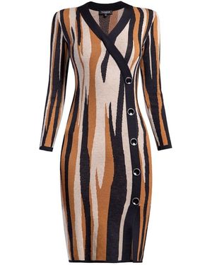 Rumour London Amara Jacquard-Knit Dress With Animal Pattern And Button Detail - Multicolour