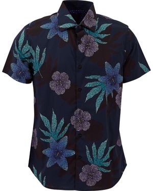 lords of harlech George Floral Memory Shirt - Blue