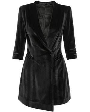 AVENUE No.29 Asymmetric Velvet Blazer Dress - Black