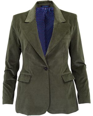 lords of harlech Jolene Sage Velvet Tailored Jacket - Green