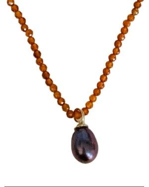 Florentis Jewellery Citrine Gemstone, Pearl Necklace - Metallic