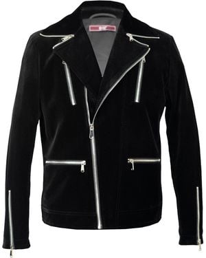 DAVID WEJ Washington Corduroy Biker Jacket - Black