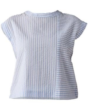 REISTOR Button-Back Crew Neck Top - Blue
