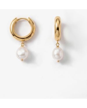 Elk & Bloom Chunky 14K Freshwater Pearl Hoops - White