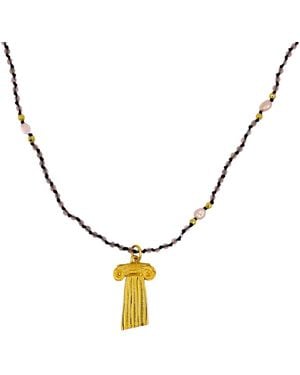 1610Istanbul Ionic Column Pearl Gemstones Necklace - Metallic