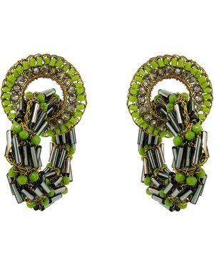 Lavish by Tricia Milaneze Neon Mix Helix Dangle Handmade Crochet Earrings - Green