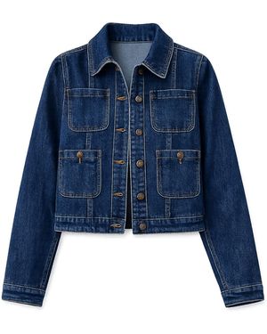 Yumi' Stretch Denim Jacket With Pocket Detail - Blue