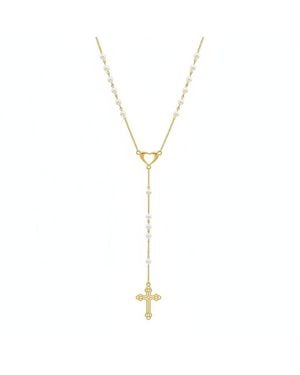 Leni James The Paloma Pearl Rosary Necklace - Metallic
