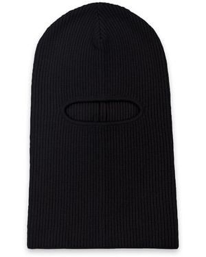 Paul James Knitwear Merino Cashmere Aurelius Fisherman Rib Balaclava - Black