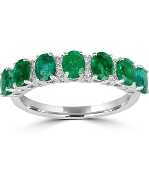 Artisan Natural Emerald & Diamond Eternity Band Ring - Green