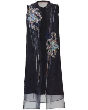 Saniya Khan Crystal Forest Long Vest - Black