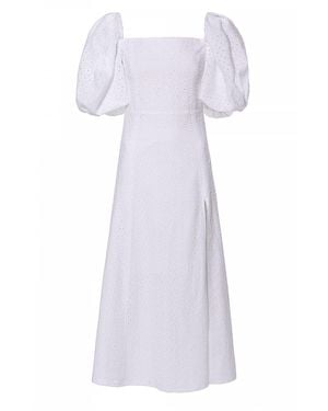 AGGI by HALEWSKI Zoja Embroidered Lace Midi Dress - White