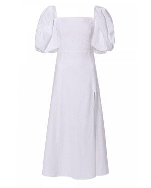 AGGI by HALEWSKI Zoja Embroidered Lace Midi Dress - White