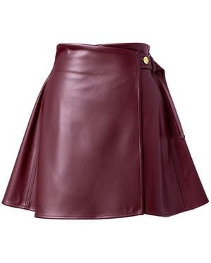 Kargede Burgundy Vegan Leather Wrap Skirt - Purple