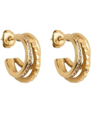 Ballinger Jewellery Triple Textured Everyday Pavé Hoops - Metallic
