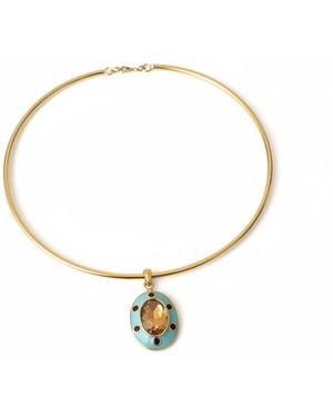 By Virgo Gemma Blu Choker - Metallic