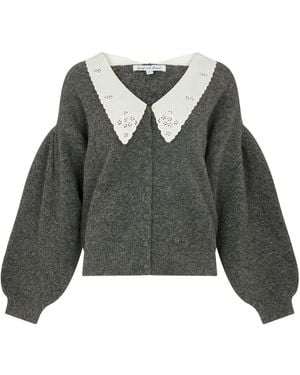 Lily and Lionel Suzzanna Embroidered Collar Cardigan - Grey