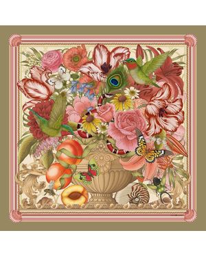 Emily Carter / Neutrals The Tulip Still Life Silk Scarf - Multicolour