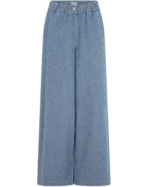 Sugarhill Fifi Wide Leg Trousers Stripe Denim - Blue