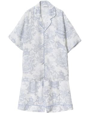 Luna Luz French Toile Bamboo Rayon Pajama Set – - White