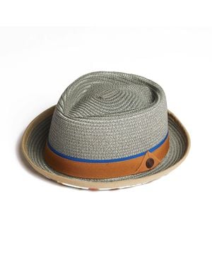 Dasmarca Hats Dasmarca Tommy Summer Straw Porkpie Hat With Vintage Floral Prints - Green