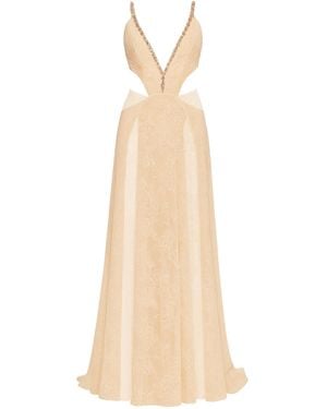 Nissa Crystal-Embellished Silk Gown - Natural