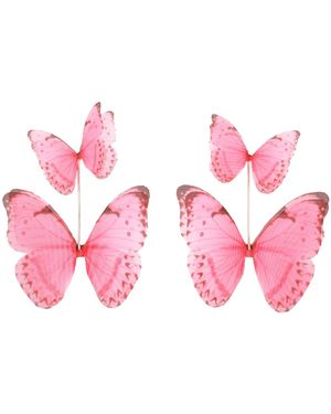 Oana Savu Hot Silk Butterfly Earrings Sterling Fairy Jewellery - Pink
