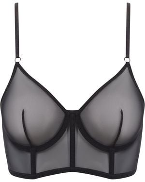 Hedonista Lingerie Mesh Demi Corset Bra - Grey