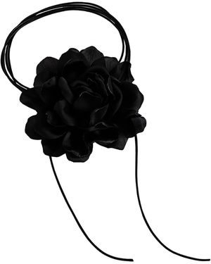Chanel Joan Elkayam Large Satin Charmeuse Rose Choker - Black