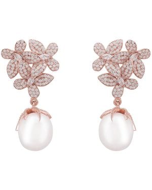 LÁTELITA London Flowers Pearl Earrings Rosegold - Pink
