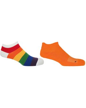 Peper Harow - Made in England Block Stripe & Organic Trainer Socks Bundle - Orange