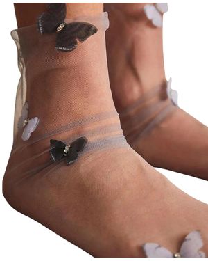 HIGH HEEL JUNGLE by KATHRYN EISMAN Butterfly Tulle Sock - Brown