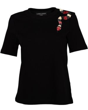 House of Laines London Laines Couture Embellished Shoulder Snake T-Shirt - Black