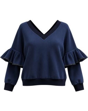 BEIRA Victoria Ruffle Sleeve Sweatshirt – - Blue