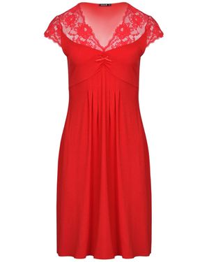 Oh!Zuza Classy Midi Nightdress With Lace - Red