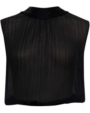 SÉLONE Ellen Pleated Scarf Top - Black