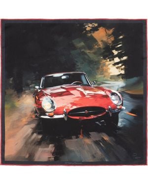 Otway & Orford 'Redlining Rush' Sports Car Silk Pocket Square - Multicolour